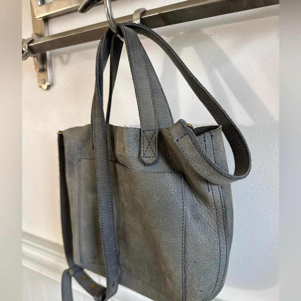MADEWELL Small Transport Tote Crossbody Gray Leather O/S - Picture 2 of 9